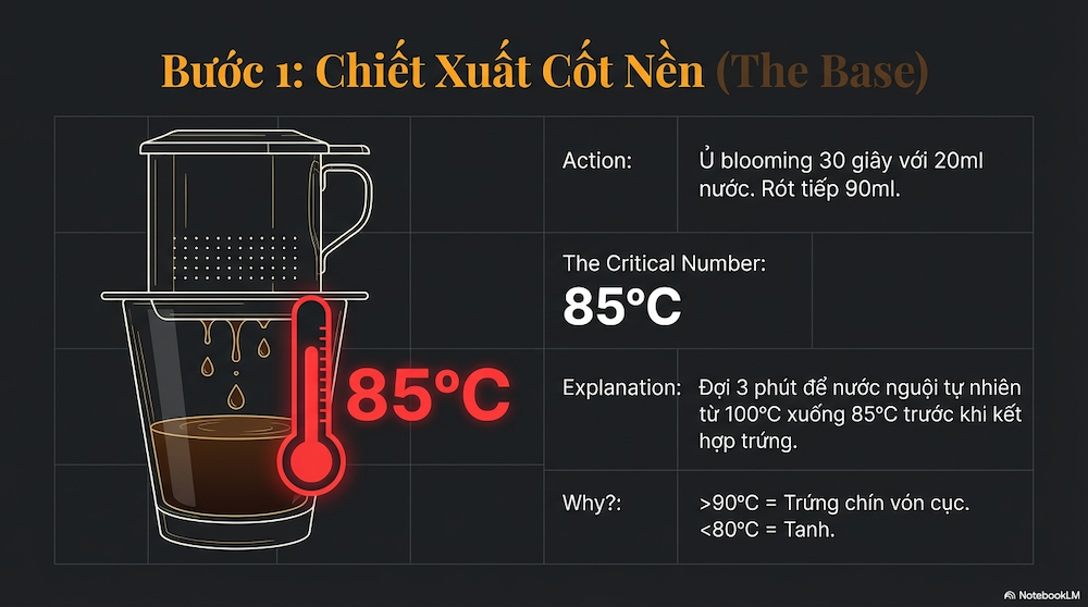 Bước 1 - Pha cafe đậm đặc (3 phút)