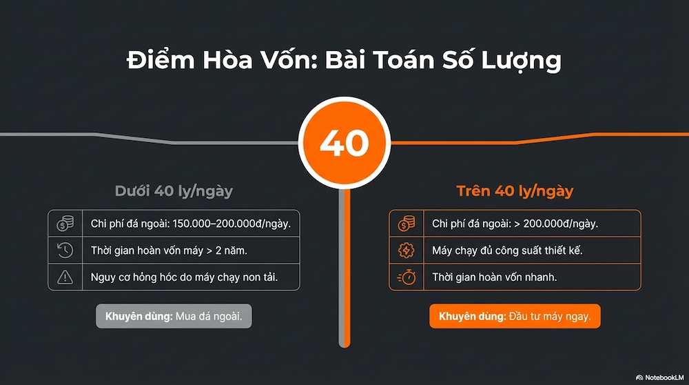 Lượng khách dưới 40 ly/ngày — số học không có lợi