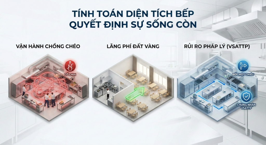 Tiêu chuẩn Diện tích Thiết kế Bếp Nhà hàng: Công thức Tính & Tối ưu