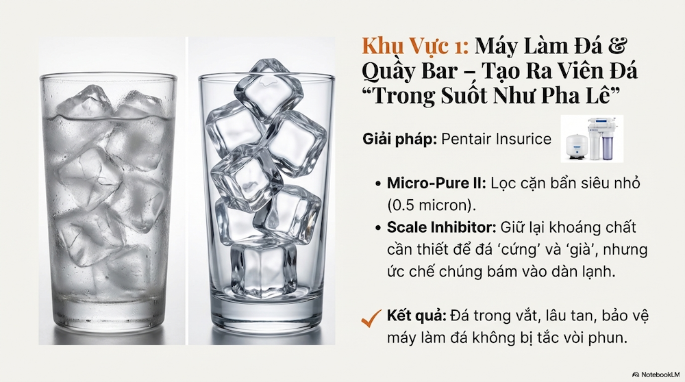 Khu vực 1: Máy làm đá & Quầy Bar (Dòng Pentair Insurice)