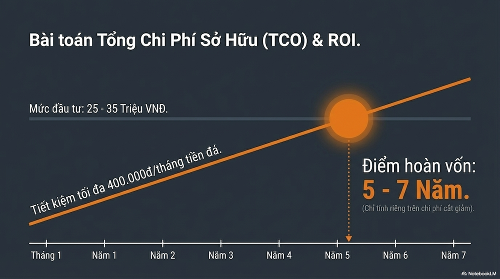 Bài toán chi phí trước và sau khi có máy làm đá