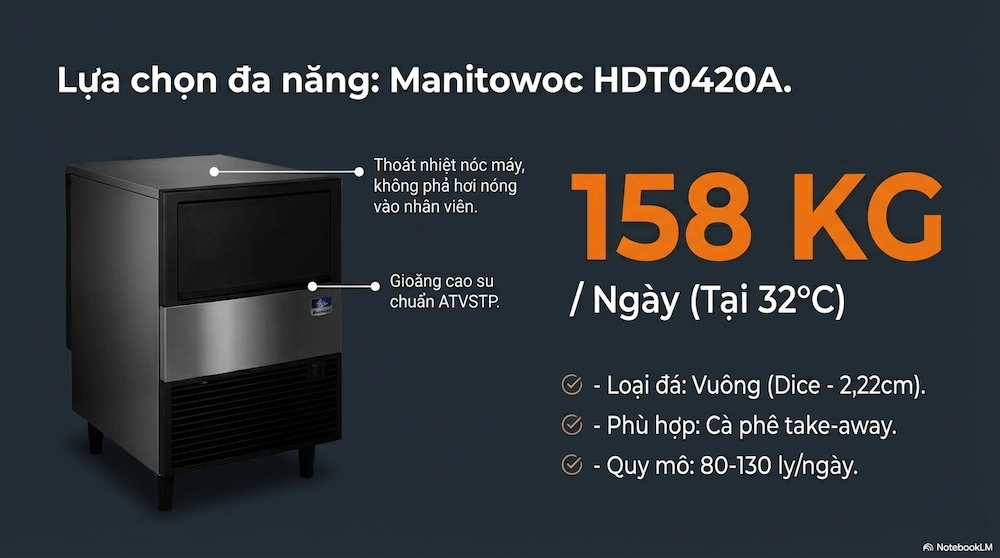 Manitowoc HDT0420A Dice: Lựa chọn đa năng cho quán cà phê và nước giải khát