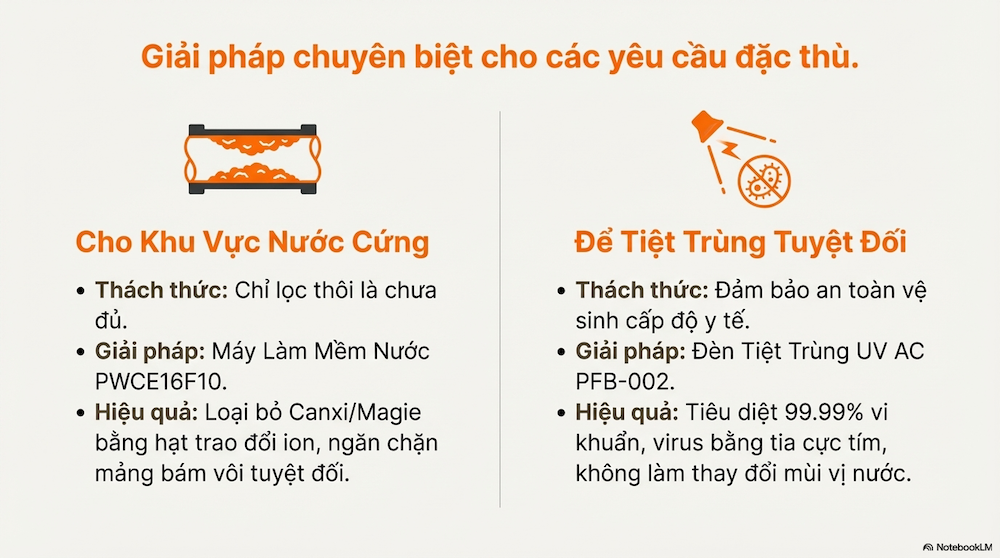 3. Giải pháp cho khu vực nước cứng (Nhiều đá vôi)