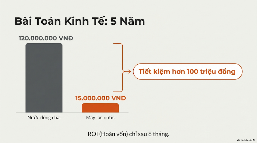So Sánh Chi Phí 5 Năm: Máy Lọc vs Nước Chai