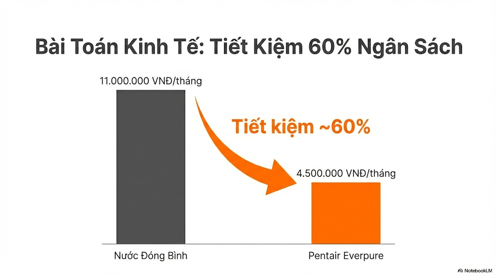 Bài toán kinh tế: Tiết kiệm bao nhiêu khi chuyển từ nước bình sang máy lọc?