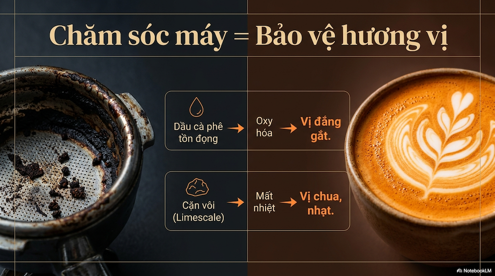 Bảo Trì Máy Pha Cà Phê 1 Group — Lịch Định Kỳ Để Máy Bền 5–10 Năm