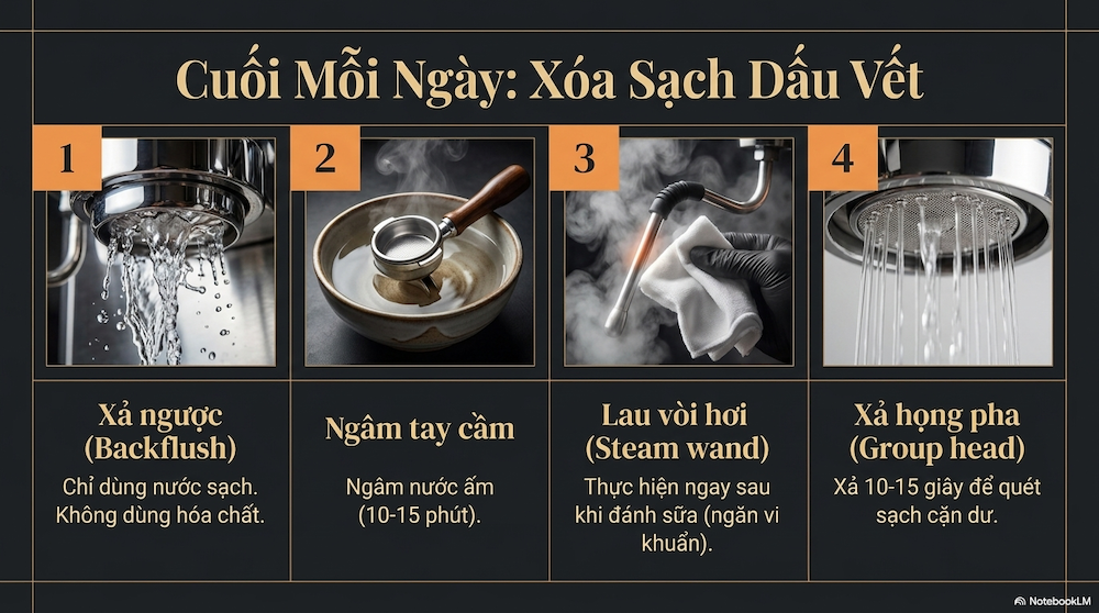 Việc cần làm mỗi ngày sau ca pha