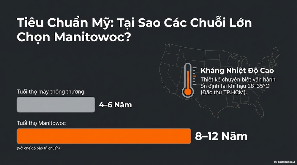 Manitowoc là thương hiệu máy làm đá thương mại từ Mỹ