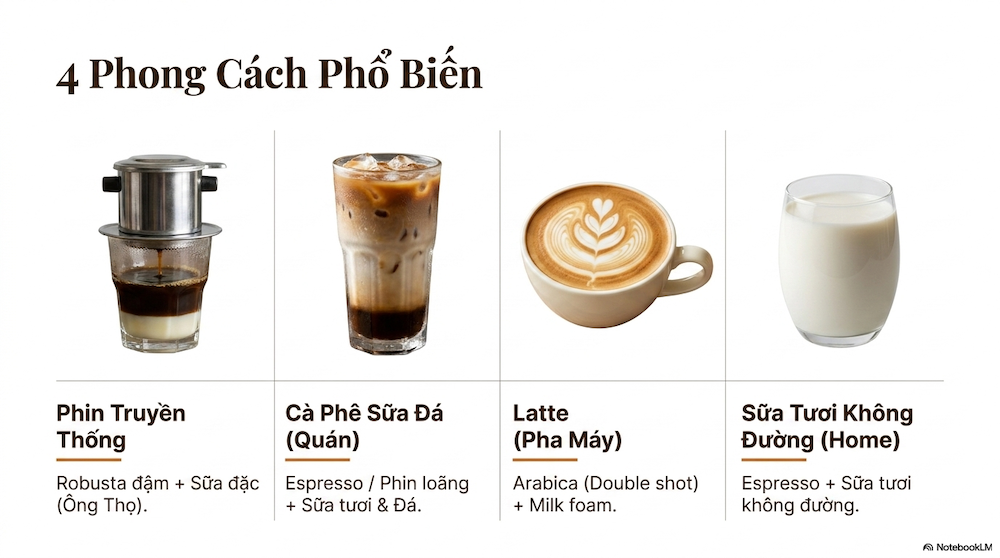 Cà Phê Sữa&nbsp;Khác Gì Cà Phê Đen, Latte, Cappuccino?