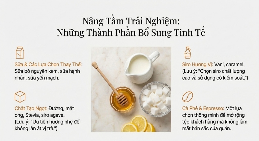 Thành phần bổ sung – yếu tố nâng tầm trải nghiệm trà trong quán