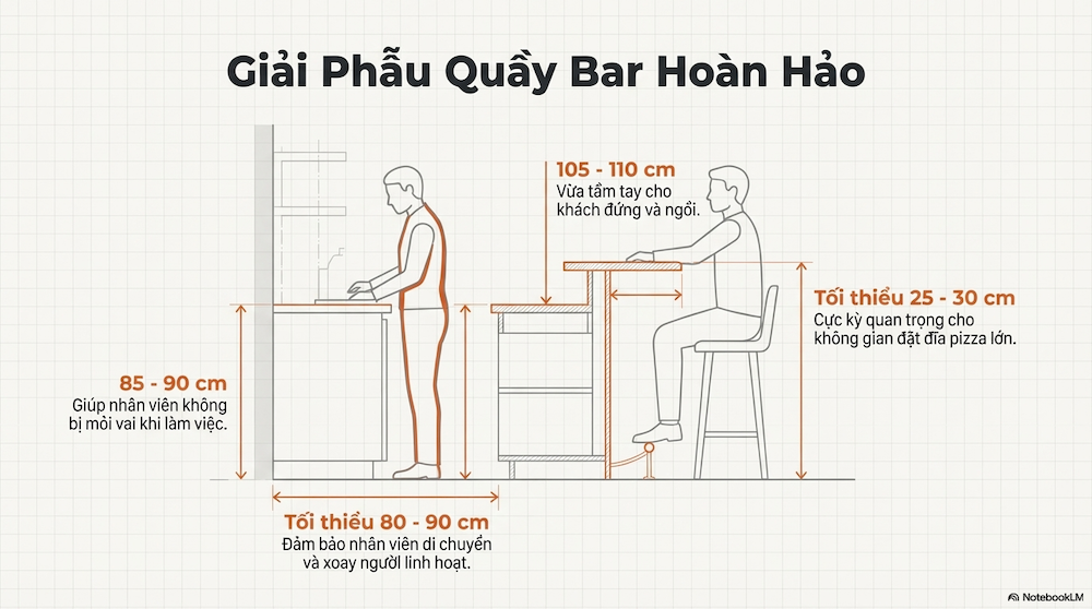 Thiết Kế Quầy Bar Nhà Hàng Pizza Cho Không Gian Nhỏ (Tiết Kiệm & Hiệu Quả)