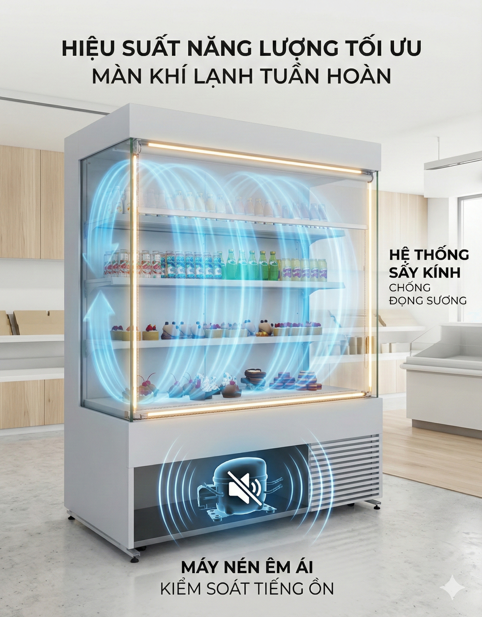 Tủ Mát Trưng Bày Siêu Thị Well Kool: Giải Pháp Bán Hàng Trực Quan