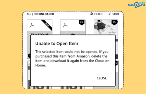 unable to open item kindle
