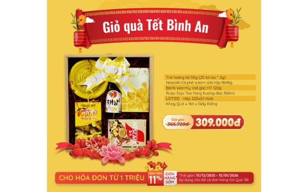 Giỏ quà tết 2026 - Tết Bính Ngọ - Bình An - nhanvan.vn