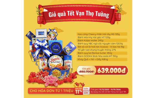 Giỏ quà tết 2026 - Tết Bính Ngọ - Vạn Thọ Tường - nhanvan.vn