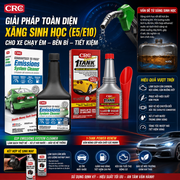 Giải Pháp Toàn Diện Cho Xe Chạy Xăng Sinh Học: Khắc Phục Tách Lớp Hơi Nước & Đạt Chuẩn Khí Thải Cùng CRC