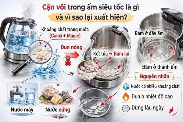 Hướng dẫn vệ sinh cặn vôi trong ấm siêu tốc