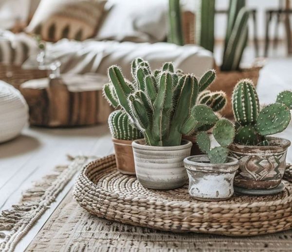 Small tabletop plants such as succulents, snake plants