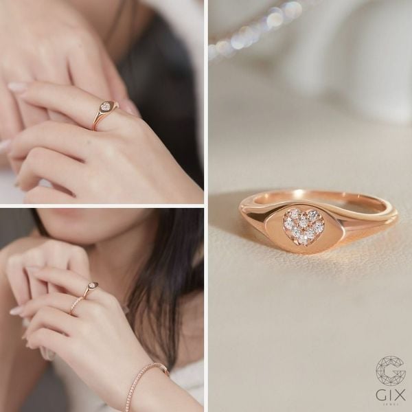 Nhẫn Signet Trái Tim Khắc Theo Yêu Cầu