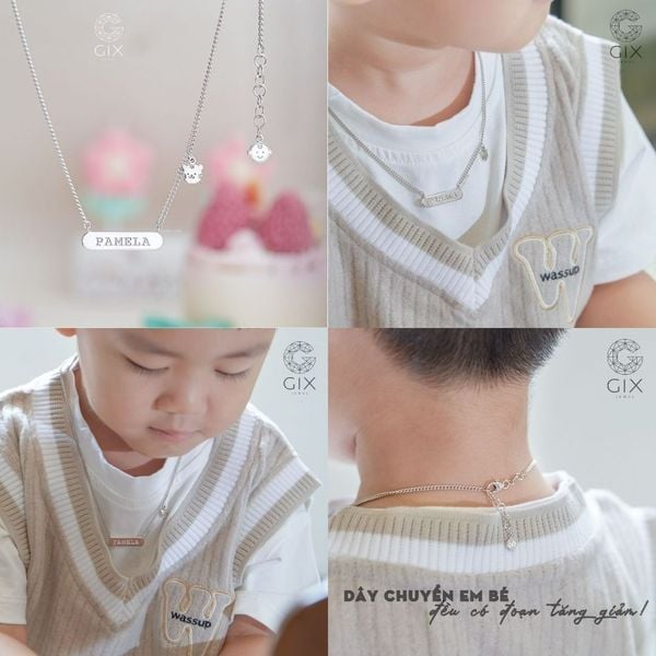Dây chuyền bạc khắc chữ gắn charm con giáp TBBDC69