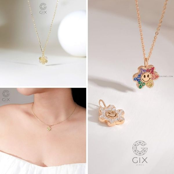 Dây chuyền bạc hình bông hoa mặt cười GNL25050185