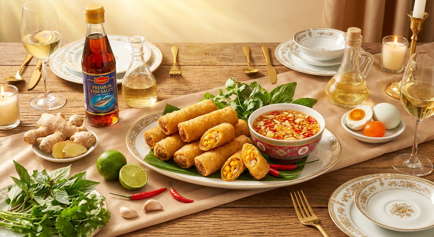 Bí kíp làm Sốt Chấm Gừng Chua Ngọt chuẩn vị nhà hàng cho Chả Giò Hải Sản Trứng Muối Hoàng Kim