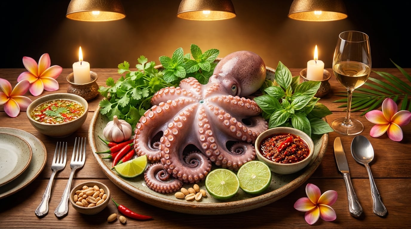 Công thức gỏi bạch tuộc thiên nhiên thanh mát kiểu Thái tại gia như nhà hàng 5 sao
