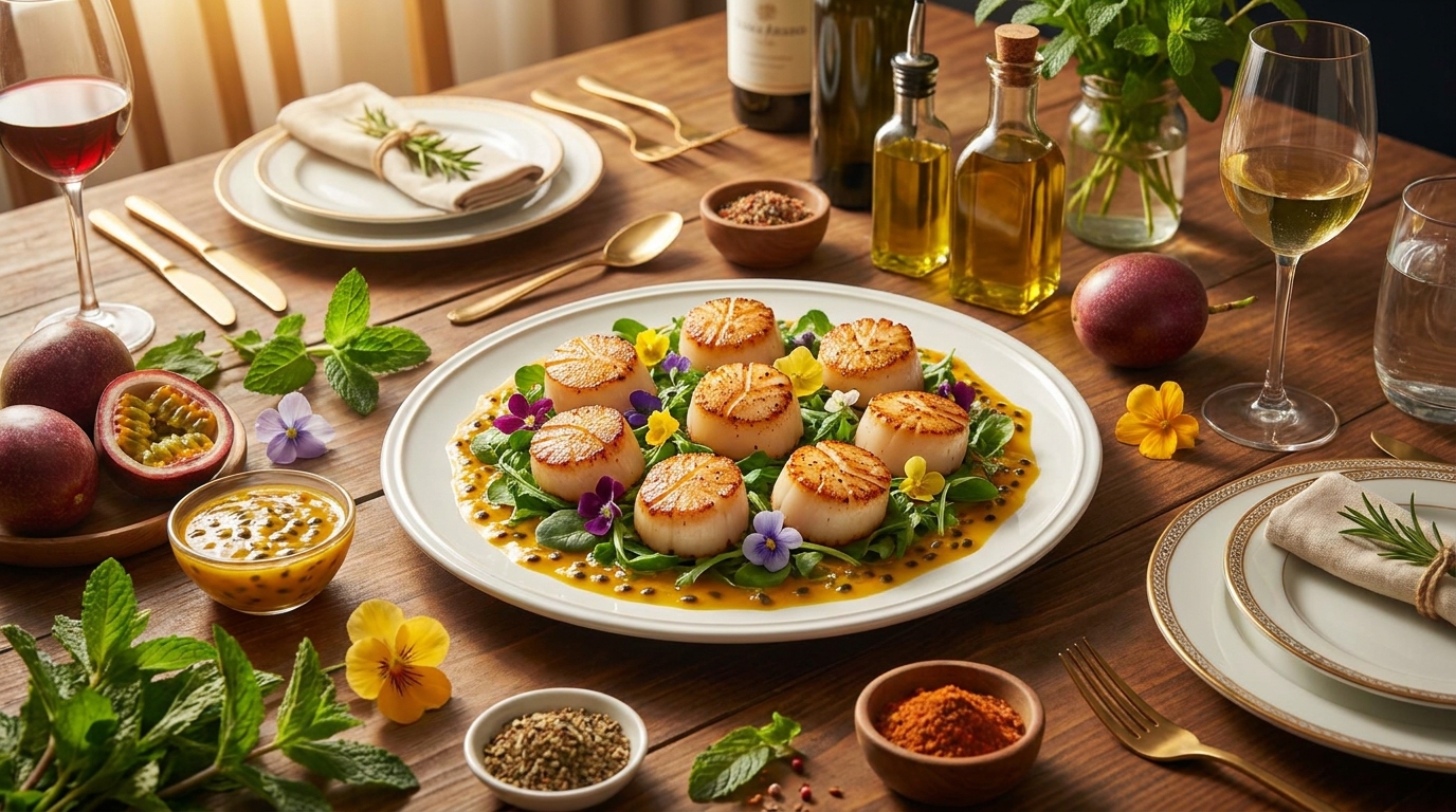 Cách làm Salad Sò Điệp Áp Chảo Nissi với sốt chanh leo thanh mát, kích thích vị giác