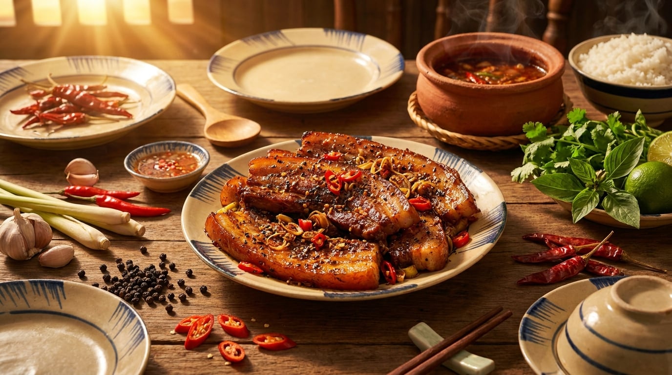 Cách làm Ba Rọi Xả Ớt 1 Nắng rim tiêu đậm đà đưa cơm tuyệt đỉnh