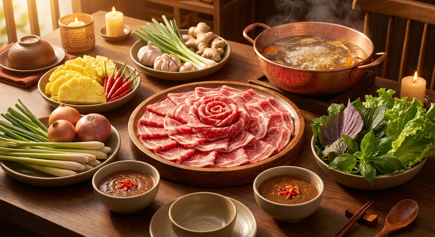Hướng dẫn làm Lẩu Bò Nhúng Dấm Lõi Vai Bò Úc thơm ngon khó cưỡng