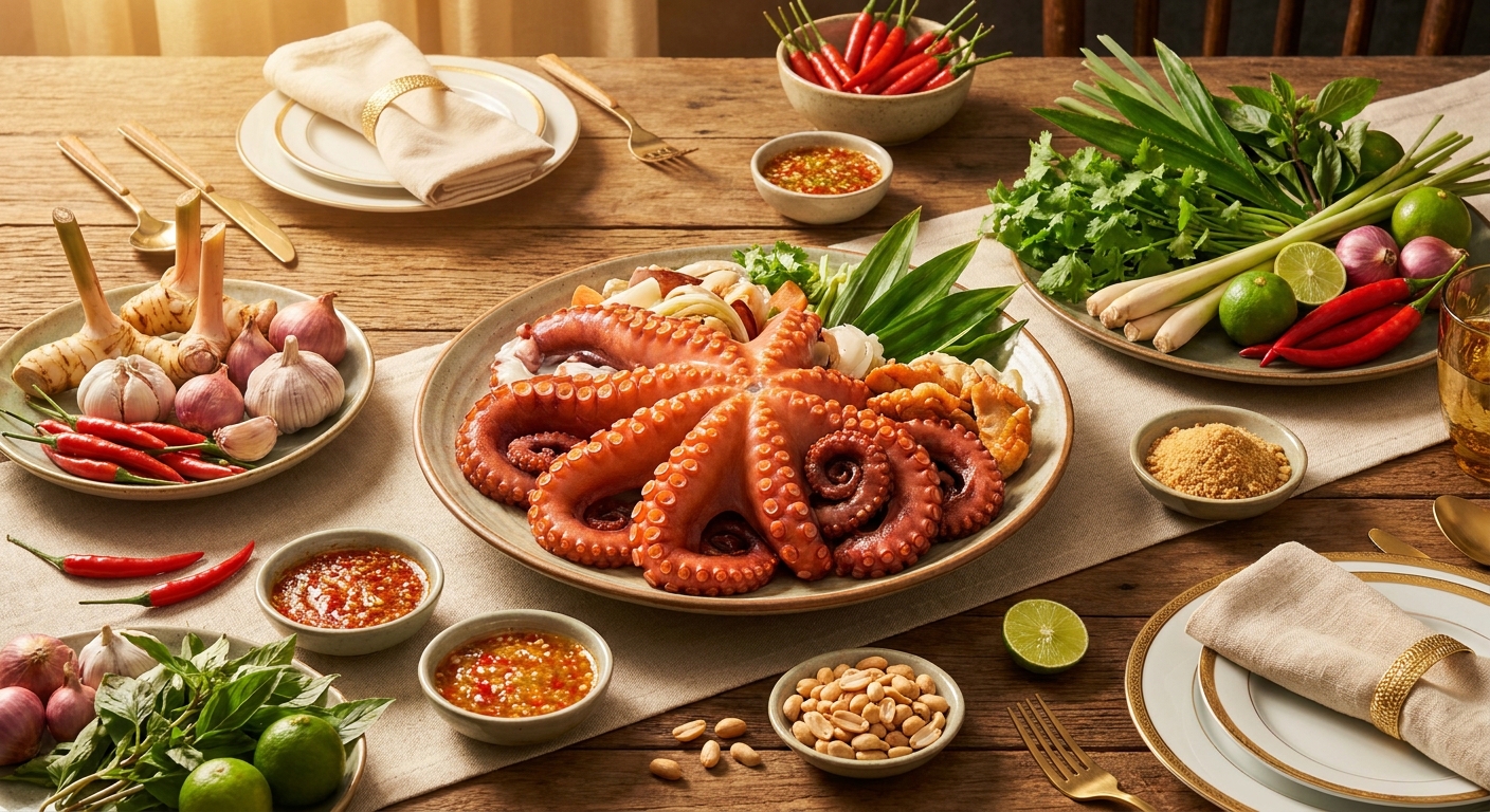 Hướng dẫn làm gỏi Bạch Tuộc Đỏ Nhật Nissi kiểu Thái chua cay giòn sần sật