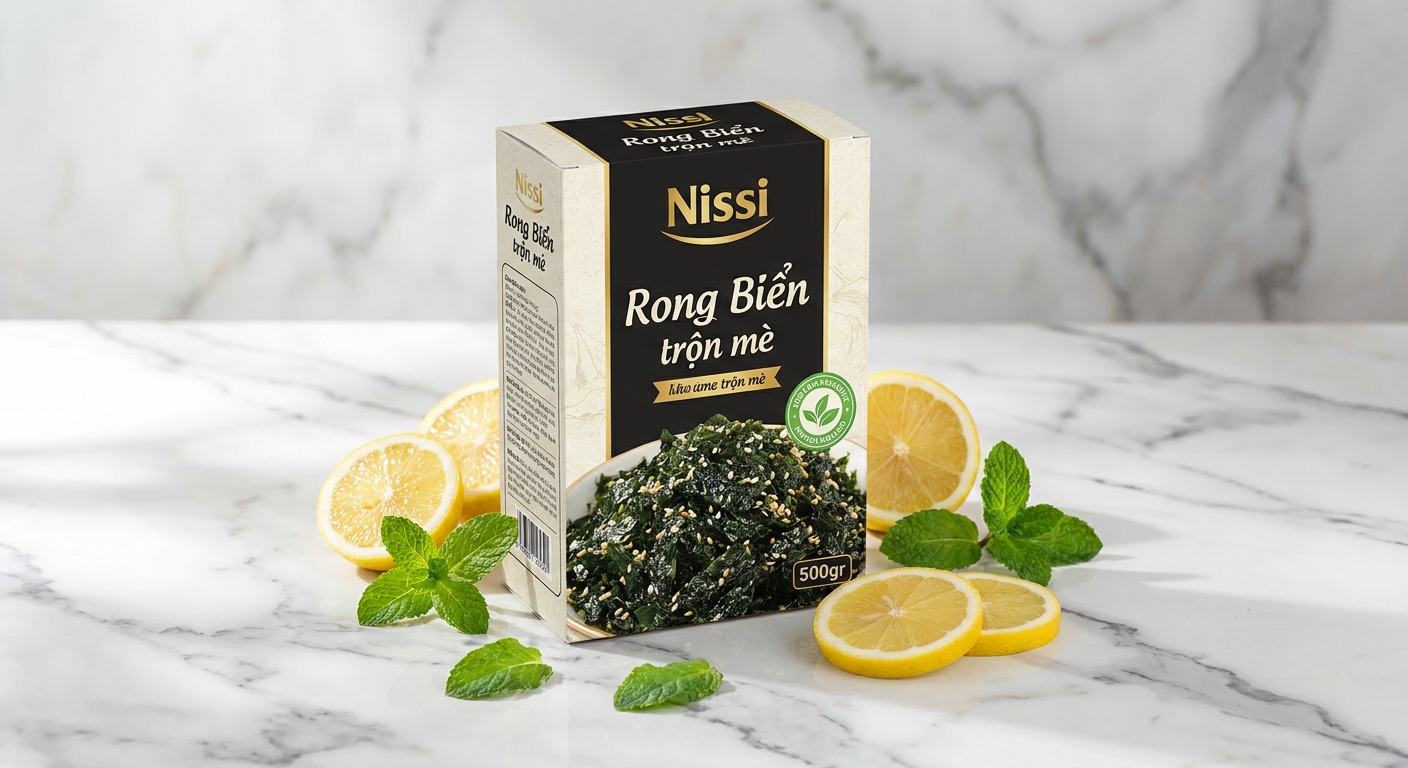 Địa chỉ bán sỉ rong biển trộn mè Nissi hộp 500gr