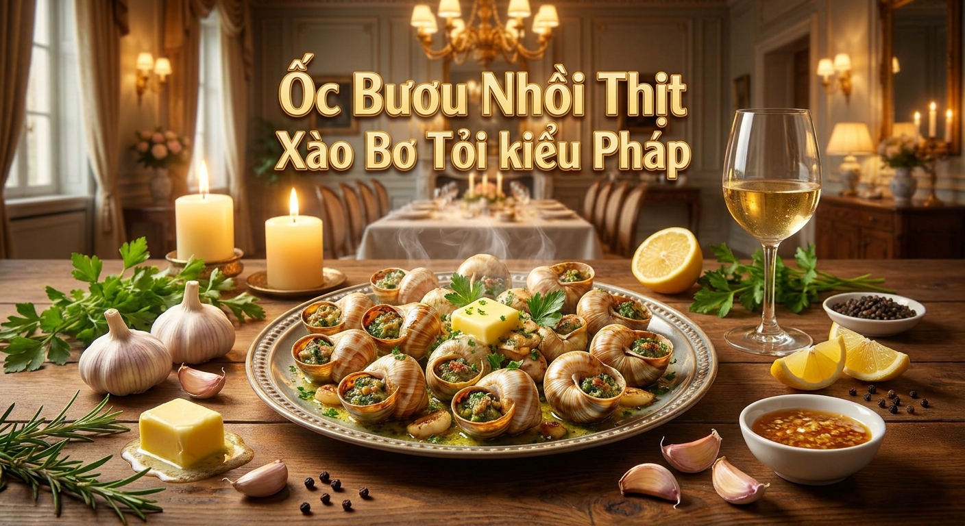 Tuyệt chiêu chế biến Ốc Bươu Nhồi Thịt Xào Bơ Tỏi kiểu Pháp cực hấp dẫn