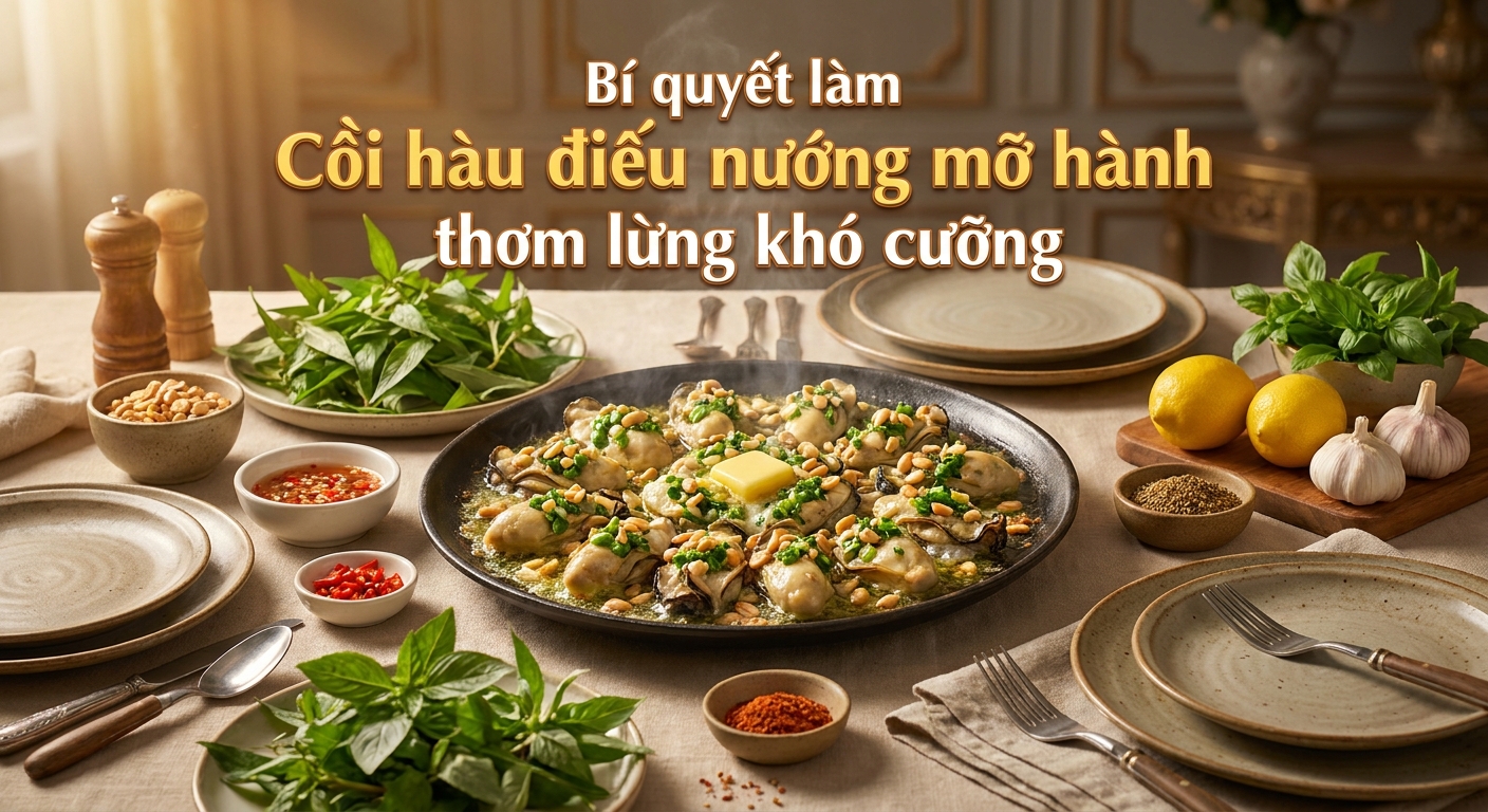 Bí quyết làm Cồi hàu điếu nướng mỡ hành thơm lừng khó cưỡng