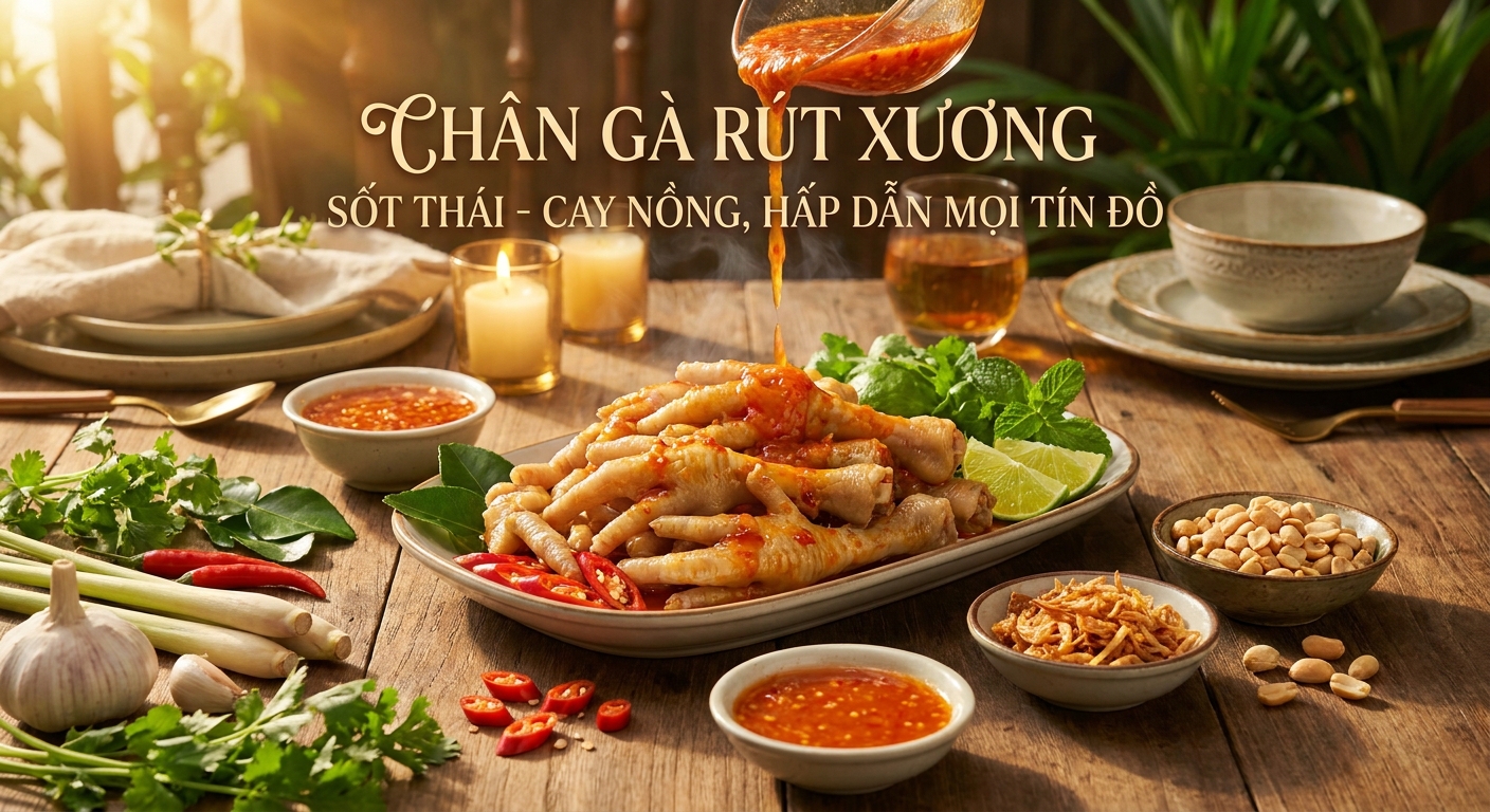 Hướng dẫn chế biến Chân Gà Rút Xương Sốt Thái cay nồng, hấp dẫn mọi tín đồ