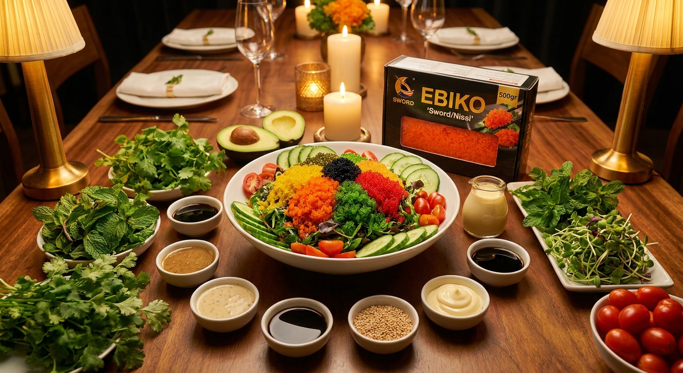 Bí quyết làm Salad Rong Biển Trứng Tôm Ebiko Thanh Mát Giòn Tan Chuẩn Nhà Hàng