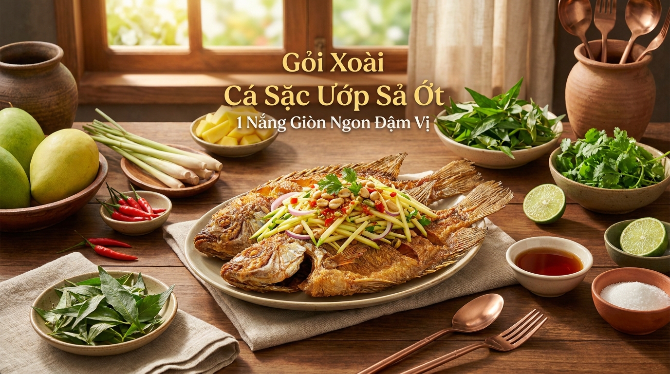 Công thức làm gỏi xoài Cá Sặc ướp sả ớt 1 nắng giòn ngon đậm vị