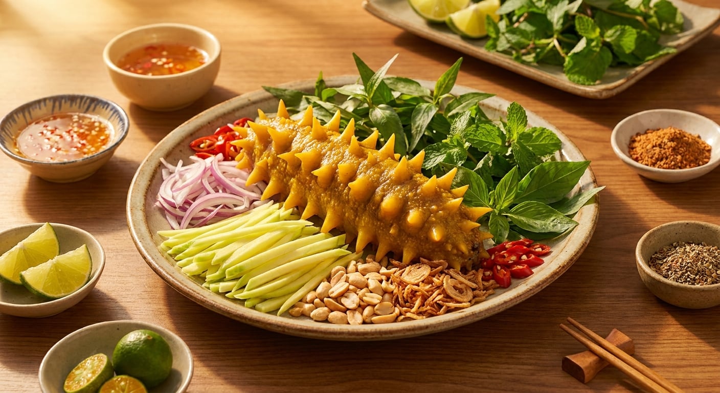 Cách làm gỏi Hải Sâm Gai Vàng thanh mát giòn sần sật độc đáo