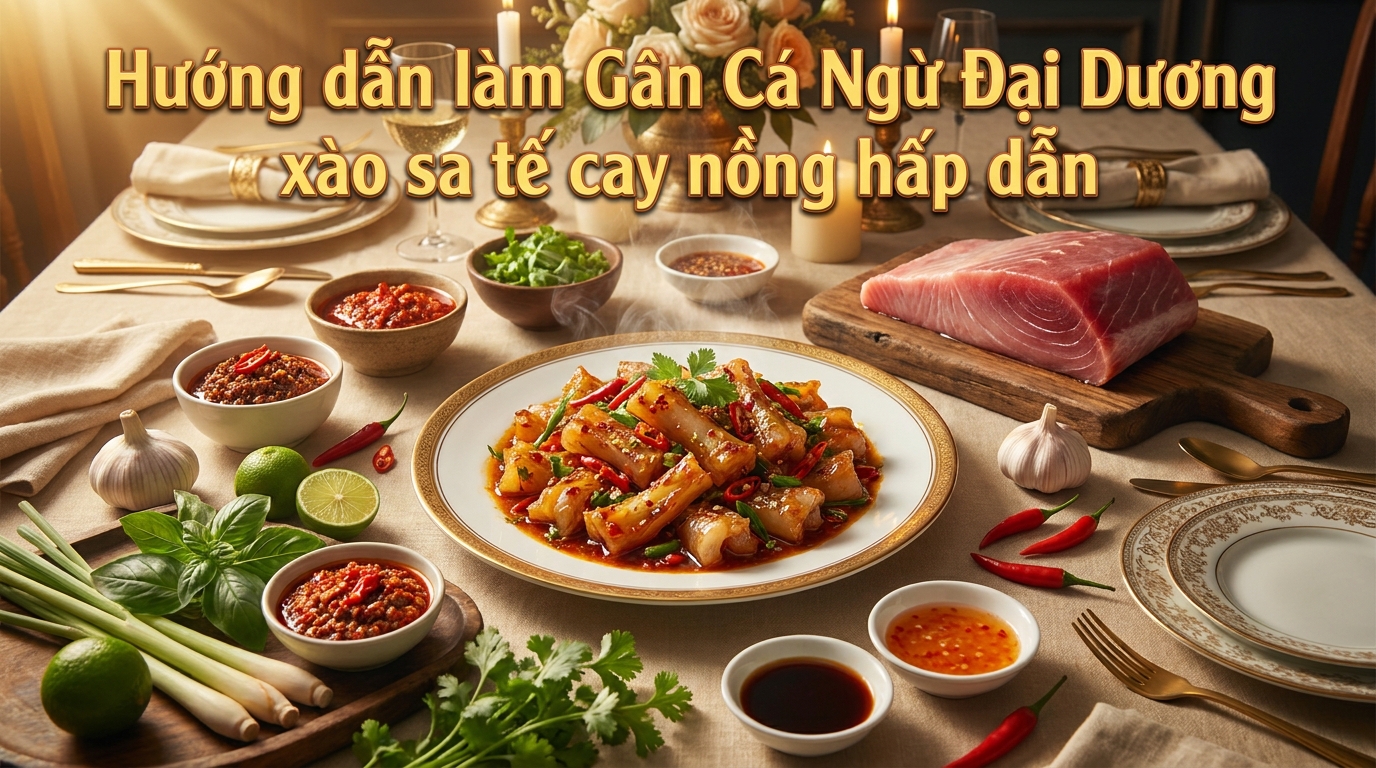Hướng dẫn làm Gân Cá Ngừ Đại Dương xào sa tế cay nồng hấp dẫn