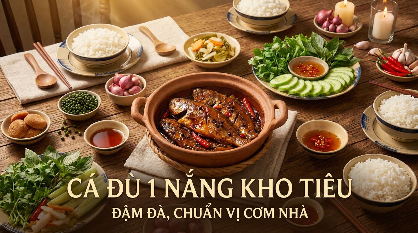 Công thức Cá Đù 1 Nắng kho tiêu đậm đà, chuẩn vị cơm nhà