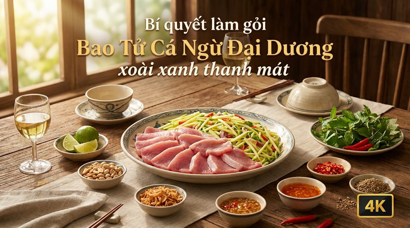 Bí quyết làm gỏi Bao Tử Cá Ngừ Đại Dương xoài xanh thanh mát
