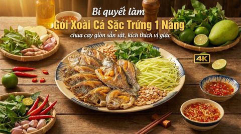 Bí quyết làm Gỏi Xoài Cá Sặc Trứng 1 Nắng chua cay giòn sần sật, kích thích vị giác