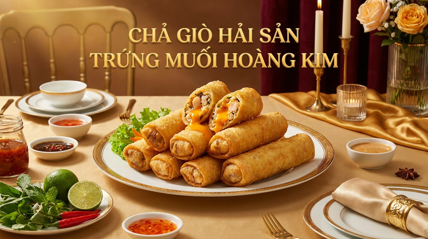 Tổng hợp các tuyệt chiêu biến tấu và thưởng thức Chả Giò Hải Sản Trứng Muối Hoàng Kim chuẩn vị cao cấp