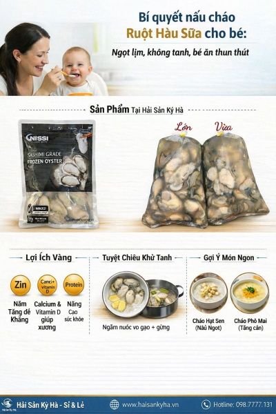 Ruột hàu sữa làm sạch đóng túi tiện lợi tại Hải Sản Kỳ Hà