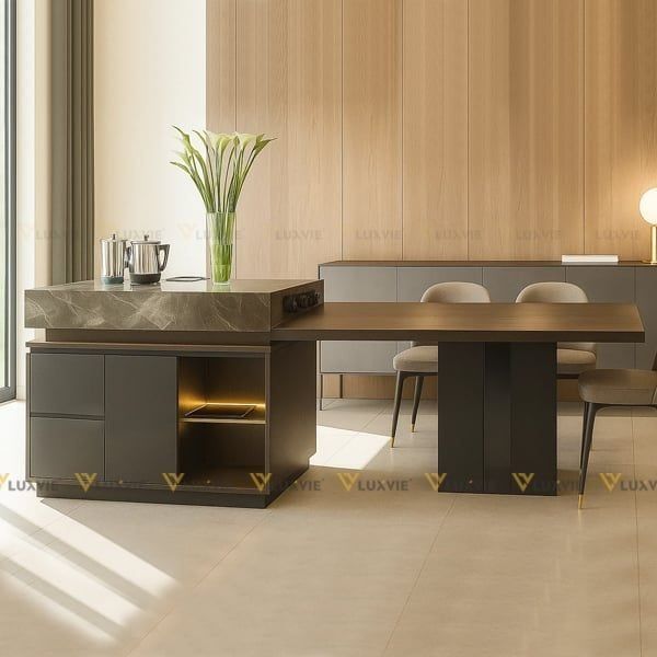 Bàn Đảo Bếp Mặt Đá Được Cung Cấp Bởi Nội Thất Luxvie (Nguồn: Nội Thất Luxvie)