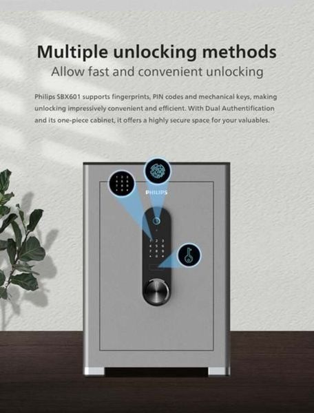 Sản phẩm két sắt PHILIPS SBX601-5B0 khóa vân tay