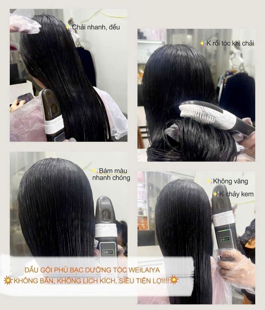 Cách sử dụng của dầu gội phủ bạc dạng lược