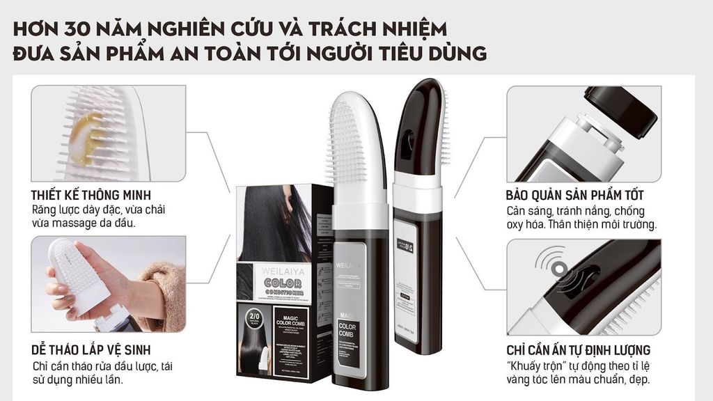 Thiết kế lược thông minh phủ màu Weilaiya