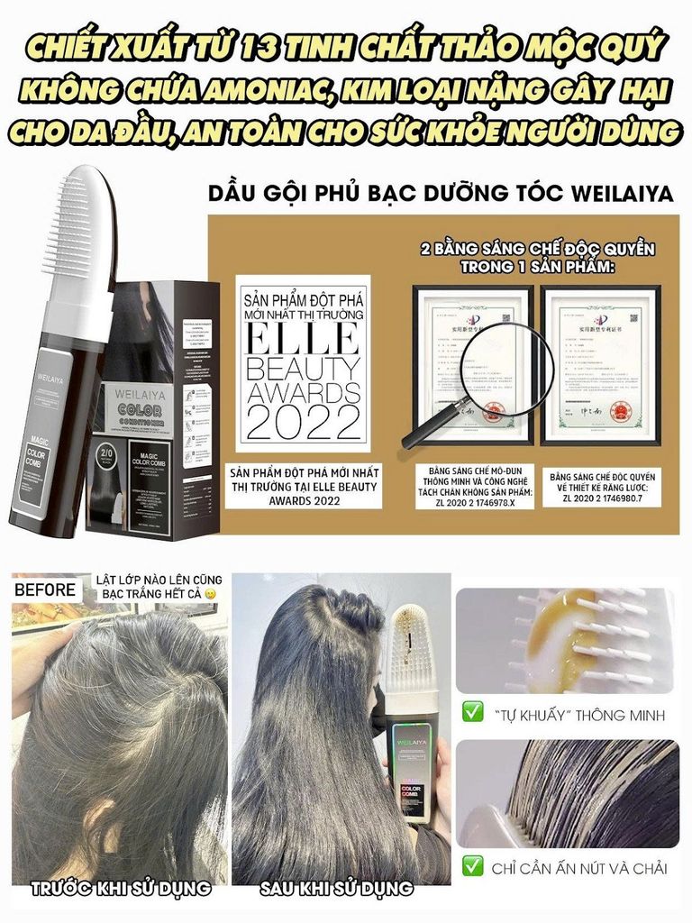 Lược phủ bạc Weilaiya là phương pháp được nhiều người ưa chuộng thay cho nhuộm tóc