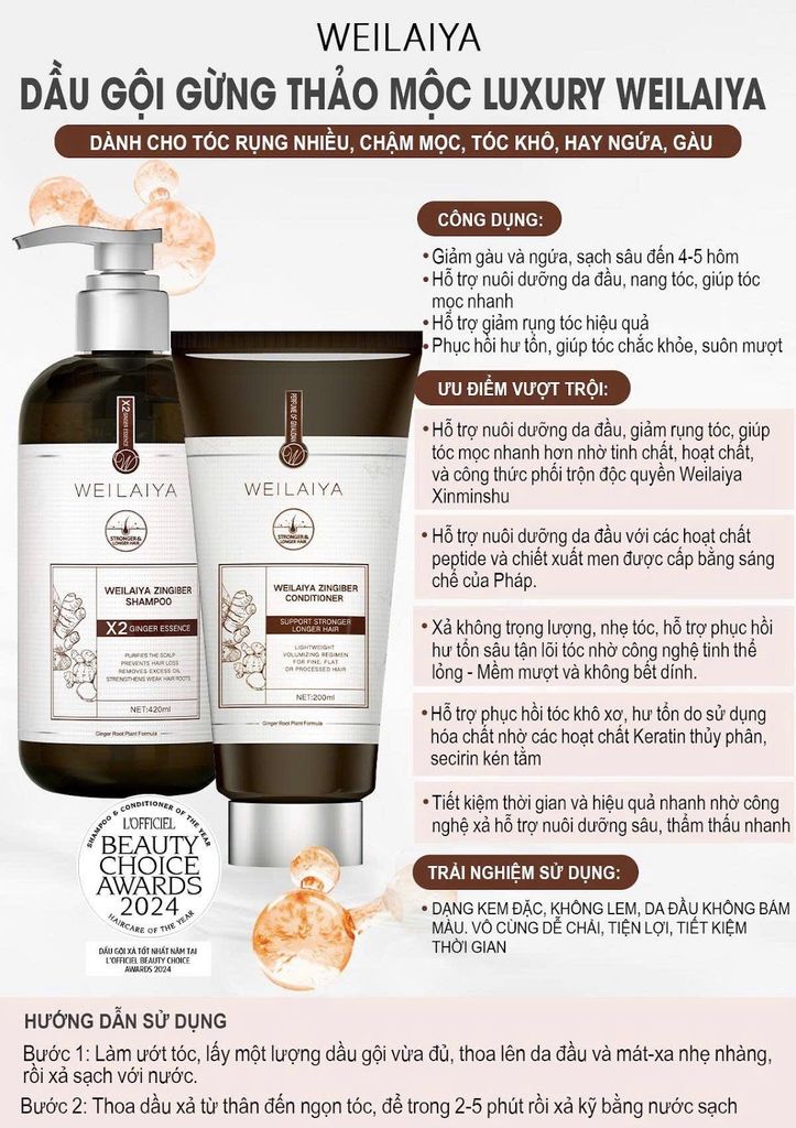 Dầu gội xả Gừng Luxury chiết xuất thiên nhiên kết hợp khoa học mang lại hiệu quả cao